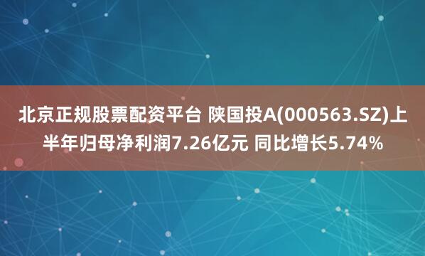 北京正规股票配资平台 陕国投A(000563.SZ)上半年归母净利润7.26亿元 同比增长5.74%
